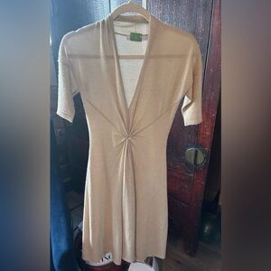 Chaiken Gold Shimmer sexy short sleeve Cocktail Dress, Size Small